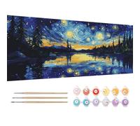 Reofrey Large Paint by Numbers Kit for Adults Stars - 30x80cm Canvas, Landscapes Paint by Number - Acrylic Paint Set - Relaxing DIY Art for Beginners & Experts - Home Wall Decoration