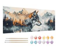 Reofrey Large Paint by Numbers Kit for Adults Wolves - 30x80cm Canvas, Animals Paint by Number - Acrylic Paint Set - Relaxing DIY Art for Beginners & Experts - Home Wall Decoration