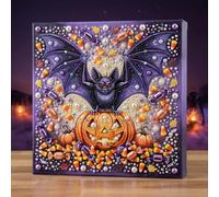 Reofrey Pearl Diamond Painting Art Kits for Adults Halloween bat Pumpkin, Relaxing Gift, Relaxing Diamond Art Craft, 12 x 12 Inch, Living Room Decoration