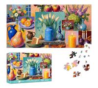 Reofrey Puzzles for Adults 1000 Pieces - FLORAL FRUIT CANDLES, Special Shape Jigsaw Puzzles, Challenging Impossible Puzzle, Fun Family Game & Unique Home Decor (16x31Inch/41x80cm) Idea