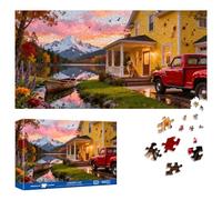 Reofrey Puzzles for Adults 1000 Pieces - MOUNTAIN COTTAGE, Special Shape Jigsaw Puzzles, Challenging Impossible Puzzle, Fun Family Game & Unique Home Decor (16x31Inch / 41x80cm) Idea