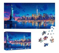Reofrey Puzzles for Adults 1000 Pieces - NEW YORK NIGHTSCAPE, Special Shape Jigsaw Puzzles, Challenging Impossible Puzzle, Fun Family Game & Unique Home Decor (16x31 Inch /41x80cm) Idea