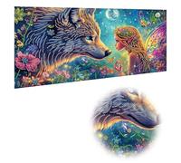 Reofrey Special Shape Large Diamond Art Kits for Adults Wolf Angel, Animals Big Diamond Painting Kits for Adults, Drill Rhinestone Cross Stitch Embroidery Canvas for Crafts Home Wall Decor 30x60cm