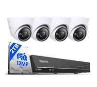 Reolink 4K+ PoE CCTV Security Camera System with Spotlights, 4X 12MP IP Cameras with Person/Vehicle Detection, 8CH NVR with 2TB HDD for 24/7 Continuous Recording, 2-Way Audio, RLK8-1200D4-A