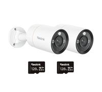 Reolink 2-Pack 12MP 4K+ Ultra HD PoE Cameras (RLC-1212A) with 2× 128GB microSD Cards - Plug-and-Play Outdoor Security, Color Night Vision, No Switch or NVR Needed