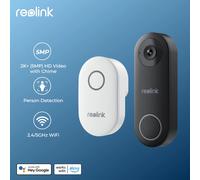 Reolink 2K+ WiFi Video Doorbell Smart Outdoor Home Video Intercom Human Detection Wired Door Bell with Chime Support Alexa WiFi Doorbell