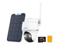 Reolink 4G LTE Cellular Outdoor Security Camera + 32GB SD Card, No WiFi Security Camera Outdoor Wireless Go PT Plus+Solar Panel, 3K HD Color Night Vi