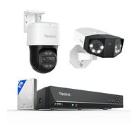 REOLINK 4K Dual-Lens Security Camera System Bundle, 1x 16MP Duo 3 PoE with 180° Ultra-Wide Angle, 1x Trackmix PoE with 6X Hybrid Zoom & Auto Tracking and 1x RLN8-410 NVR (2TB HDD)