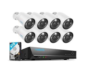 Reolink 4K+ PoE CCTV Camera System, 8pcs 12MP H.265 Bullet Security Cameras Outdoor, Person/Vehicle Detection, Two-Way Talk, Spotlights, 16CH NVR with 4TB HDD for 24/7 Recording, RLK16-1200B8-A