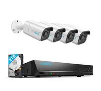 Reolink 4K PoE Security CCTV Camera System H.265, 4pcs 8MP IP Cameras with Person/Vehicle Detection and 8CH NVR with 2TB HDD for 24/7 Recording Night Vision Audio, RLK8-800B4