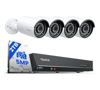 Reolink 4K 8CH NVR CCTV Camera System, 4X 5MP Security Camera Outdoor with Person Vehicle Detection, 2TB HDD for 24/7 Recording, UHD PoE IP Cameras Night Vision Audio Email App Alerts, RLK8-410B4-5MP