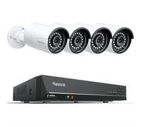 Reolink 8CH NVR CCTV Camera System, 4X 5MP PoE Security Camera Outdoor | Person Vehicle Detection, 24/7 Recording, PoE IP Cameras, Night Vision, Email App Alerts, RLK8-410B4-5MP (No HDD Included)