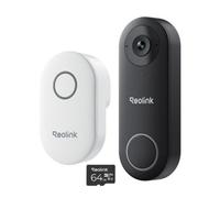 Reolink 2K+ WiFi Video Doorbell, Smart Detection with Chime + 64GB, Black