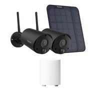 Reolink Argus Eco 2 Cam+Hub Mini Bundle I Wireless Solar Outdoor Camera System with Local Storage, Night Vision Smart Detection, Works with Alexa