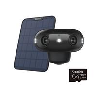REOLINK Argus Series B740X 4K Ultra HD WiFi Outdoor Security Battery Camera with Solar Panel & 64 GB Memory Card - Black, Black