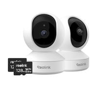 Reolink E1 Pro Indoor Camera 2 Pack with 2x 128GB microSD Card Bundle, Dog/Pet Camera with Auto-Tracking, Crying Detection for Baby monitor, Privacy Mode, 2.4/5GHz Wi-Fi Home Security Camera Plug-In