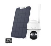 REOLINK Go PT Plus Solar/Battery Pan-Tilt 2K 4G Security Camera Kit with 64 GB card - White, White