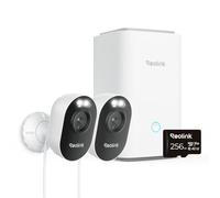 Reolink Outdoor Security Camera System, 2K Plug-in Cameras, 5G/2.4GHz Dual-band Wi-Fi, 256GB microSD Card Included, Max.512GB×2 Storage, Smart Detection, 24/7 Offline Recording, Home Hub with 2x Lumus