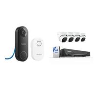 Reolink PoE Wired Security Bundle: 5MP PoE Video Doorbell with Chime + 8CH 4K NVR System with 2TB HDD and 4X 5MP Outdoor PoE Cameras, Smart Detection, 24/7 Recording