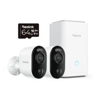 Reolink Security Camera Outdoor Wireless 2 Cam & Hub Kit I 64GB Local Storage Included, 2K Color Night Vision, AI Detection & Alert, All-in-one Control, Works with Alexa