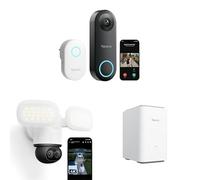 Reolink Wired Doorbell 5MP with Chime + TrackFlex Floodlight WiFi 4K Outdoor Camera PTZ + Home Hub Pro (HDD Not Included), All-in-one Centre, Home Security System