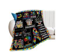 reoqeosy Autism Blanket Autism Awareness Throw Blankets Cozy Plush Flannel Autistic Blanket Gifts for Girls Boys Bed Decor 50"x40"