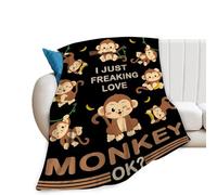 reoqeosy Monkey Blanket Monkey Gifts for Boys Girls Kids Cozy Fleece Throw Blanket Stuff Animal Plush Blankets for Bed Decor 50"x40"