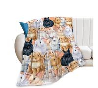 reoqeosy Rabbit Blanket Cute Bunny Gifts for Boys Girls Women Men Cozy Fleece Rabbit Throw Blanket Stuff Animal Plush Blankets for Bed Decor 50"x40"