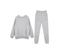 REORIA Women Soft Cotton Lounge Wear Sets Warm Co Ord Sets Plus Size Two Piece Outfit Thick Tracksuits Full Set Hoodies & Jogger Grey M