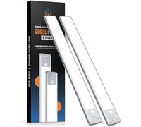 Reoshine 63 LED Closet Lights Motion Sensored, 2500mAh Rechargeable Under Cabinet Lighting, Dimmable & Magnetic Light Bar for Kitchen Cabinets, Hallways (2 Pack)