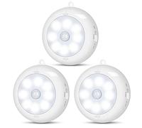 Reoshine Motion Sensor Light Indoor, LED Night Light Closet Lights, Under Cabinet Lights, AA Battery Operated Stick on Wireless Puck Lights for Wall, Step, Stair, Dimmable (3 Pack)