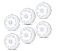 Reoshine Motion Sensor Light Indoor, Under Cabinet Light, Ceiling Lights, AA Battery Operated Stick on Wireless Puck Lights for Wall, Step, Stair, Dimmable (6 Packs)