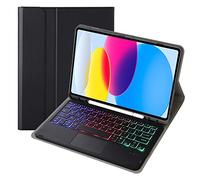 REOSO iPad 10th Generation keyboard Case with Trackpad, Flip Stand Leather Case Detachable Magnetic Bluetooth Touchpad Keyboard for for iPad 10.9" 2022 10th (Backlit)