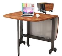 REOTEL Drop Leaf Table,Folding Kitchen Table, Indoor & Outdoor Drop Leaf Table And Chairs,Space Saving Dining Table for Work, Study And Dining,Wood Color,100 * 60cm/39 * 23in