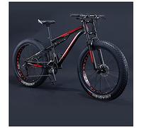 REOTEL Mountain Bikes Men 26 Inch Adult Fat Tyre Mountain Bike with Full Suspension, High-carbon Steel Large Frame Dual Disc Brake Giant Bicycle,Black Spoke,24 Speed