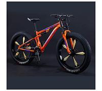 REOTEL Mountain Bikes Men 26 Inch Adult Fat Tyre Mountain Bike with Full Suspension, High-carbon Steel Large Frame Dual Disc Brake Giant Bicycle,Orange 5 Spoke,21 Speed