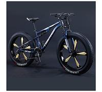 REOTEL Mountain Bikes Men 26 Inch Adult Fat Tyre Mountain Bike with Full Suspension, High-carbon Steel Large Frame Dual Disc Brake Giant Bicycle,Blue 5 Spoke,30 Speed