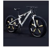 REOTEL Mountain Bikes Men 26 Inch Adult Fat Tyre Mountain Bike with Full Suspension, High-carbon Steel Large Frame Dual Disc Brake Giant Bicycle,White 5 Spoke,30 Speed