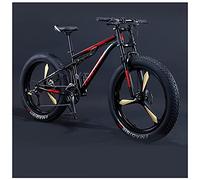 REOTEL Mountain Bikes Men 26 Inch Adult Fat Tyre Mountain Bike with Full Suspension, High-carbon Steel Large Frame Dual Disc Brake Giant Bicycle,Black 3 Spoke,30 Speed