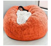 REOTEL Soft Giant Bean Bag Chair Cover Giant Breathable And Comfortable for Adult Living Room Light Big Round Soft Fluffy Faux Fur BeanBag Lazy Sofa (No Filler),Orange,6FT