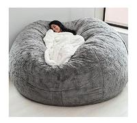 REOTEL Soft Giant Bean Bag Chair Cover Giant Breathable And Comfortable for Adult Living Room Light Big Round Soft Fluffy Faux Fur BeanBag Lazy Sofa (No Filler),Light Gray,7FT