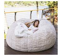 REOTEL Soft Giant Bean Bag Chair Cover Giant Breathable And Comfortable for Adult Living Room Light Big Round Soft Fluffy Faux Fur BeanBag Lazy Sofa (No Filler),White,5TF