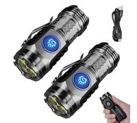 Reoval Three-Eyed Monster Mini Flashlight, 2 Pcs Mini Flashlight, Mini Flash Super Power Flashlight, Pocket Flashlight, Rechargeable LED Flashlight for Camping, Hiking, Outdoor, Black