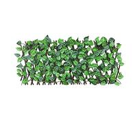 REOVE Adjustable Retractable Artificial Garden Fence, Tropical Style, Green, Plastic/Artificial, Expanding Wooden Landscaping Fence