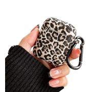 Reownest Case for AirPods 2nd/1st Generation, Cute Leopard Print Aesthetic Silicone Shockproof Keychain Girls Women Case Cover for Airpods 2/1 -Black Brown