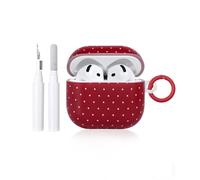 Reownest Case for AirPods 4 with Cleaner Kit, Cute Polka Dot Pattern Aesthetics Design for Girls Women Keychain Shockproof Cover for Airpods 4th Generation -Red