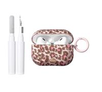Reownest Compatible with AirPods Pro 3 Case with Cleaner Kit, Cute Clear Leopard Print Case with Keychain Women Girls TPU Protective Cover for Airpods Pro 3rd Generation -Pink Leopard