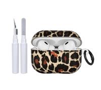 Reownest Compatible with AirPods Pro 3 Case with Cleaner Kit, Cute Leopard Print Case TPU Protective Cover with Keychain Woman Girls for Airpods Pro 3rd Generation (2025) -Black Brown
