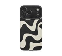 Reownest Cute Case for iPhone 17 Pro Max Simple Wave Zebra Stripes Pattern Aesthetic Phone Case Soft Silicone Protective Cover for Women Girls-Black