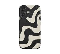 Reownest Cute Case for iPhone 17 Simple Wave Zebra Stripes Pattern Aesthetic Phone Case Soft Silicone Protective Cover for Women Girls -Black